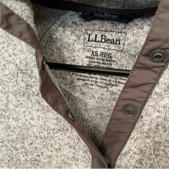 LL Bean Sweater Fleece Pullover Snap Button Hoodie XS - Picture 4 of 5